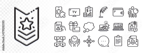 Inclusion, Safe time and Technical documentation line icons for web app. Glare of light effect. Message icon. Pack of Talk bubble, Gift card, Shoulder strap pictogram icons. Vector