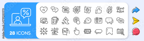 Hypoallergenic tested, Time management and Medical calendar line icons. Interest rate, AI generate, Inflation icons. Pack of 360 degree, Hand click, Quote bubble icon. Vector