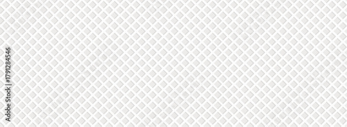 Waffle fabric pattern, white towel background. Wafer weave texture, cotton tissue material. Light gray linen structure, square tile. Geometric brick bg. Textile blank banner. Vector illustration