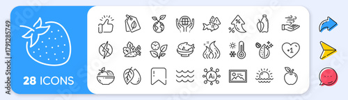 Organic tested, Seafood and Antistatic line icons. Interest rate, AI generate, Inflation icons. Pack of Dirty water, Weather thermometer, Mineral oil icon. Vector