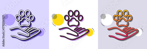 Pets care line icon. Halftone dotted pattern. Gradient icon with grain shadow. Veterinary clinic sign. Dog health symbol. Line pets care icon. Various designs. Vector