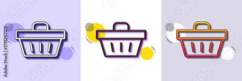 Shopping cart line icon. Halftone dotted pattern. Gradient icon with grain shadow. Online buying sign. Supermarket basket symbol. Line shopping basket icon. Various designs. Vector
