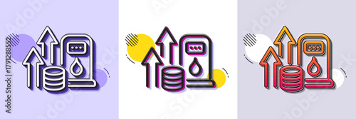 Fuel prices line icon. Halftone dotted pattern. Gradient icon with grain shadow. Petrol price sign. Diesel rate symbol. Line fuel price icon. Various designs. Vector