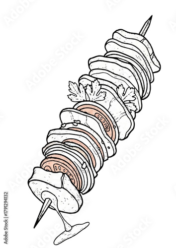 Simple Shawarma Outline Drawing – Minimal Vector Icon