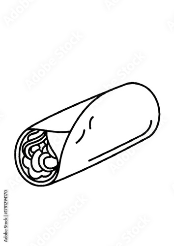 Minimal Line Art Shawarma Outline – Simple Vector Illustration