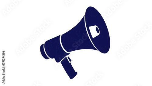 Vector illustration of dark blue silhouette of a megaphone on a transparent background