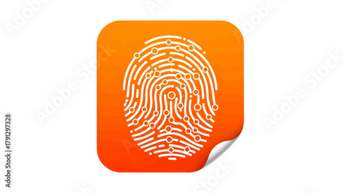 Vector illustration of digital fingerprint icon with circuit pattern on a transparent background