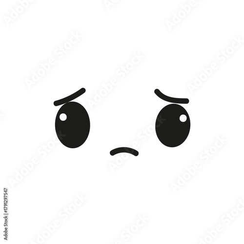 Sad or disappointed facial expression icons, with large circles for eyes and a curved line for a mouth