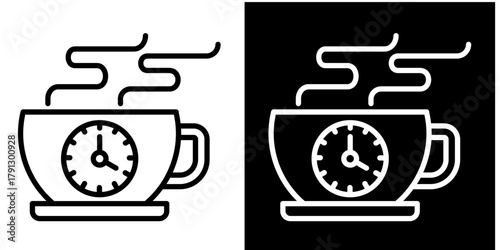 Coffee Break Icon Set White Style Collection