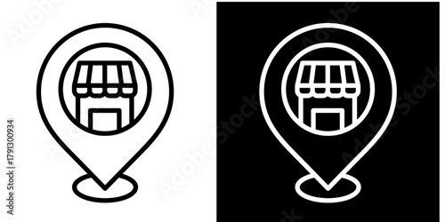 Location Icon Set White Style Collection