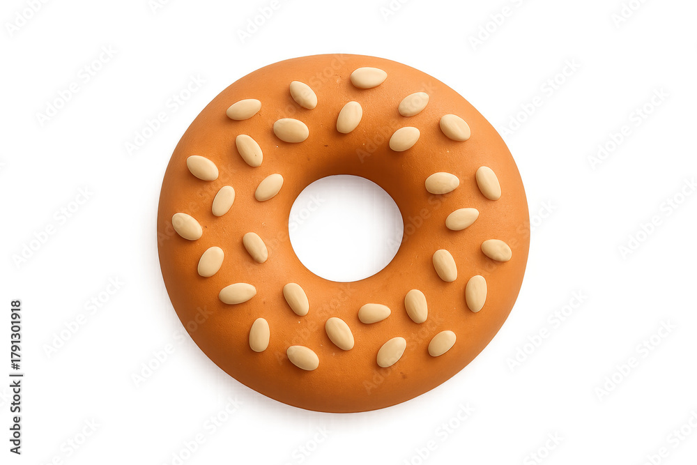 Obraz premium Round bread snack with almonds on transparent background