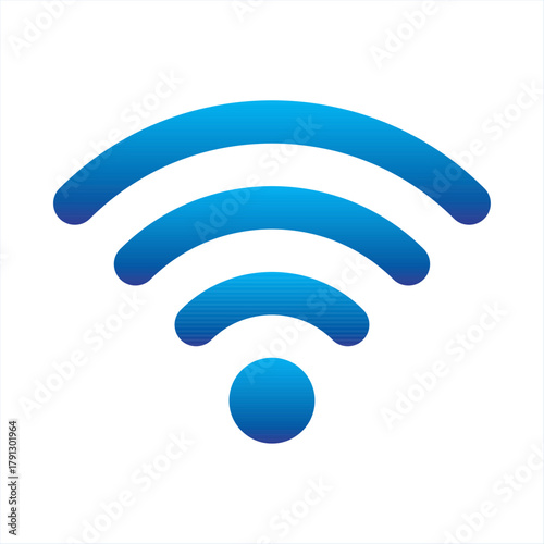 WiFi blue signal icon. Modern wireless internet connection symbol for network, communication, hotspot, and technology design. Trendy flat style vector illustration, EPS 10.