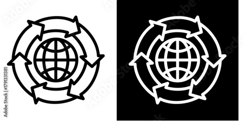 Circular Economy Icon Set White Style Collection