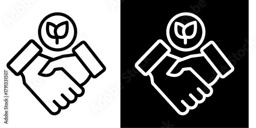 Handshake Icon Set White Style Collection