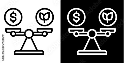 Balance Scale Icon Set White Style Collection