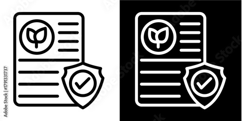 Green Policys Icon Set White Style Collection