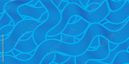 abstract Irregular blue color wave striped lines textured background. seamless geometric pattern design for certificates, invitations, textiles, apparel, covers vector.