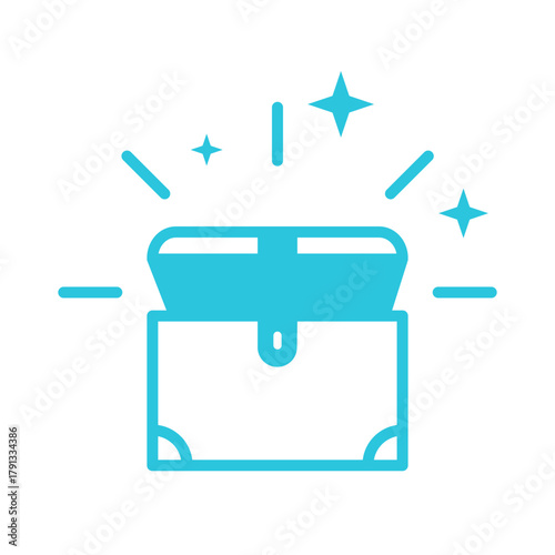 Treasure chest icon. isolated on white. Blue icon