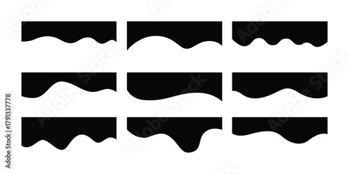 Liquid Wave Shapes Set. Abstract Fluid Vector Elements. Wave Border Vector Pack