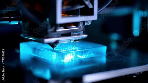 Footage of a 3D resin printer curing translucent resin layers under UV light highlighting the precision in creating intricate miniature models.