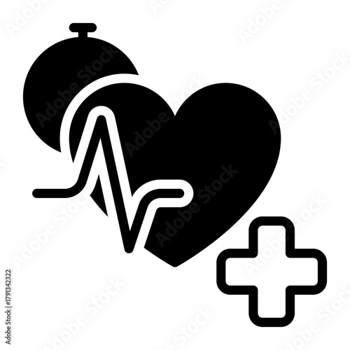 Heart rate icon, glyph icon style