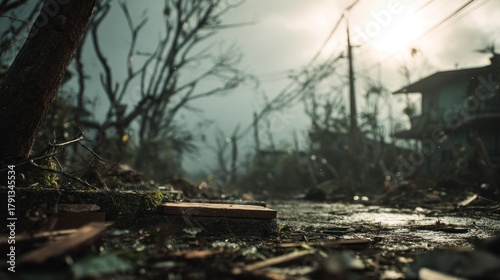 Wallpaper Mural Devastation aftermath landscape showcasing a scene of destruction and recovery Torontodigital.ca