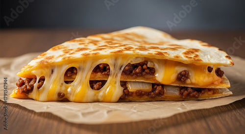 Cheesy Loaded Quesadilla with Melting Cheese and Toppings