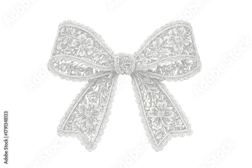 White lace bow with floral embroidery decoration
