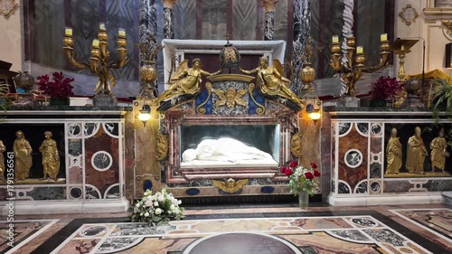 The marble sculpture of Saint Cecilia in the Basilica of Santa Cecilia in Trastevere, Rome