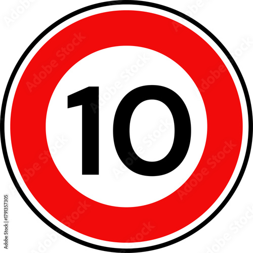 Circular Speed Limit 10 Traffic Sign