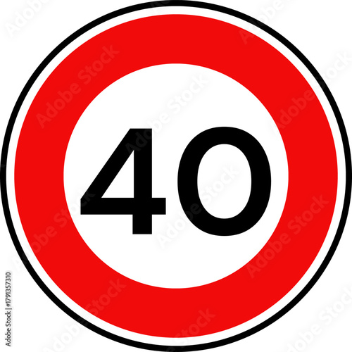 Circular Speed Limit 40 Traffic Sign