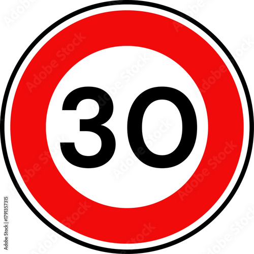 Circular Speed Limit 30 Traffic Sign