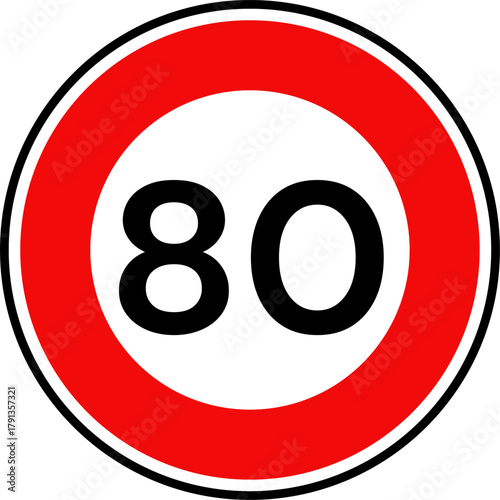 Circular Speed Limit 80 Traffic Sign