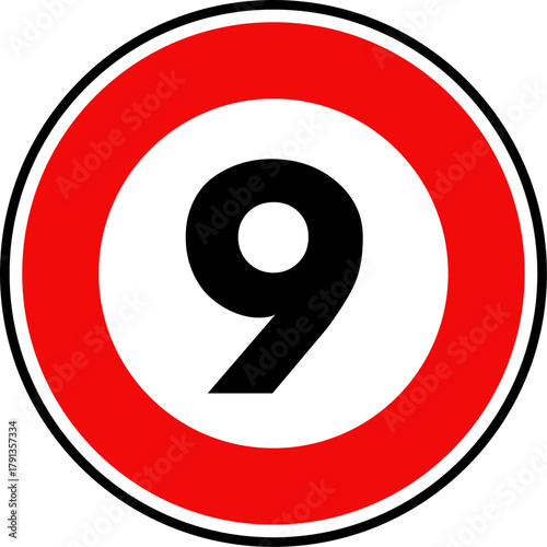 Circular Speed Limit 9 Traffic Sign