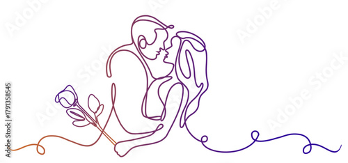 Vector illustration of a wedding couple art drawing