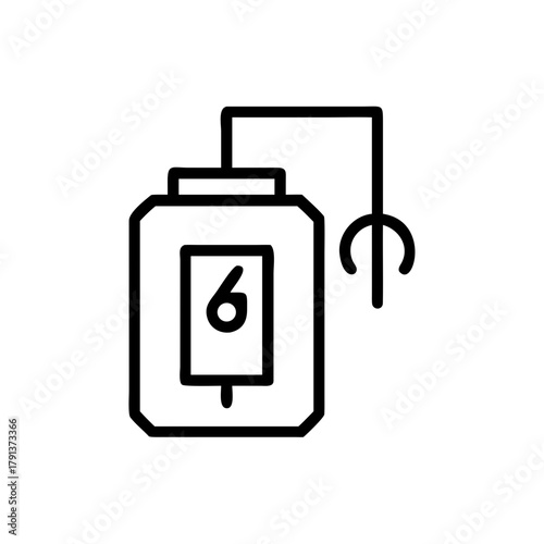 Medical illustration of a saline solution bag with a clear focus on the health