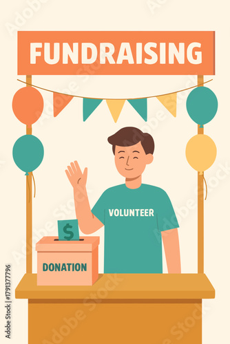 Volunteer Managing Charity Fundraising Booth