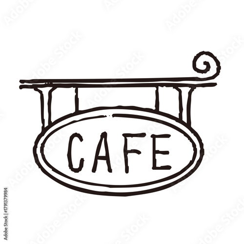 カフェ看板の線画イラスト