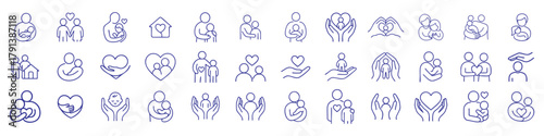 Family and Child Care Line Icons Collection