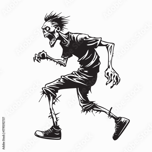 Scary Funny Undead Monster Running Vector Illustration