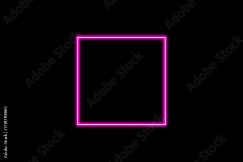 Glowing Neon Pink Square Outline on Black Background