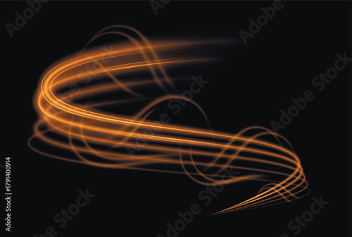 Golden wave. Air trail. Speed ​​and motion effect