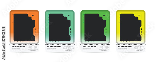 Set of player trading card template, Photo frame and border collection for soccer, hockey, volleyball, and basketball players, sports flyer layout design, Template eps 10.
