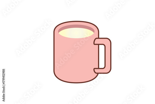 ピンクのマグカップに入ったミルクのイラスト