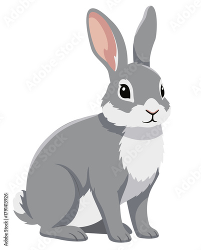 Gray Rabbit Illustration flat vector