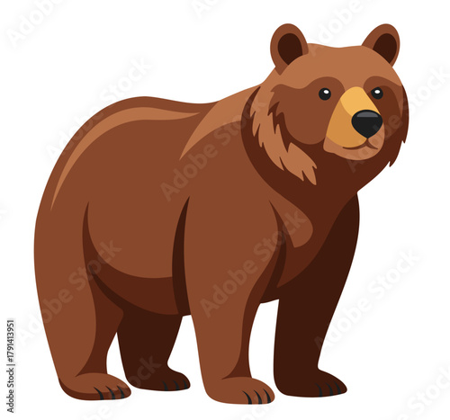 Brown Bear Flat Vector Illustration