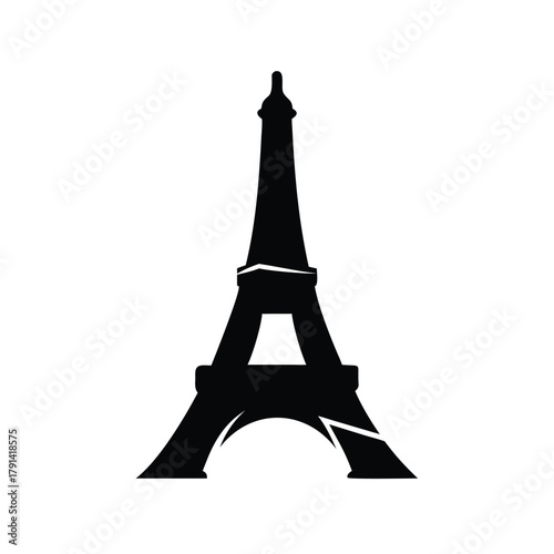 Silhouette of the eiffel tower against a plain white background art