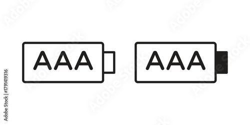 AAA battery icon. Vector linear icons. simple flat icons