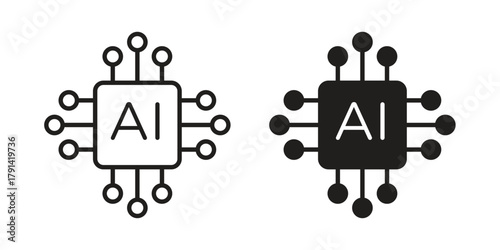 AI icon. Vector linear icons. simple flat icons