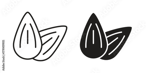 Almond icon. Vector linear icons. simple flat icons